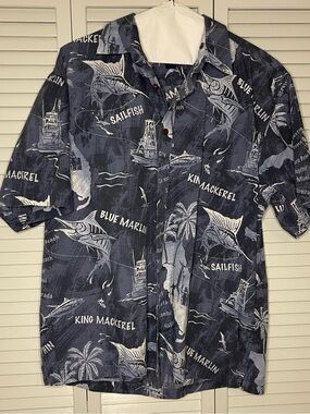 Reel Legends Navy & White Fishing Shirt